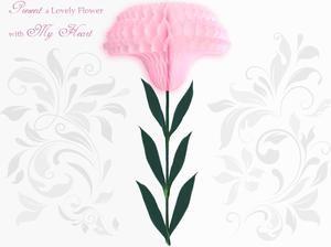 YURICOM Handmade Honeycomb Pop Up Greeting Card (Pack of 1, Pink Flower)