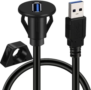 BATIGE Small USB 3.0 Male to Female AUX Flush Panel Mount Extension Cable for Car Truck Boat Motorcycle Dashboard 3ft BATIGE Small USB 3.0 Male to Female AUX Flush Panel Mount Extension Cable for Car Truck Boat Motorcycle Dashboard 3ft