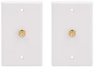VCE 2-Pack Single RCA Connector Wall Plate for Subwoofer Audio Port-White