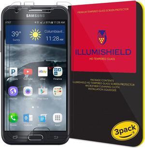 Samsung Galaxy J3 Emerge Screen Protector (3-Pack), iLLumiShield HD Clear Tempered Ballistic Glass Screen Protector for Samsung Galaxy J3 Luna Pro 9H Hardness Anti-Bubble Shield