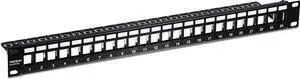 TRENDnet 24-Port Blank Keystone 1U Patch Panel, Cat5, Cat5e, Cat6, Cat6A, UTP, 19” Rackmount Design, TC-KP24