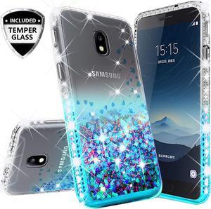 Compatible for Samsung Galaxy J7 (2018) J737 / Galaxy J7 Refine/Galaxy J7 Star/Galaxy J7 V 2nd Gen/Galaxy J7 Aero J737V / J7 Top / J7 Crown Case with Temper Glass Screen Protector Clear/Teal