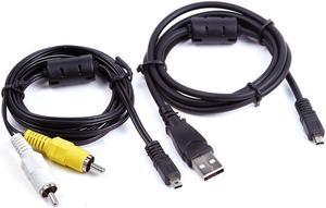 MaxLLTo USB Data+AV A/V TV Video Cable for Pentax Optio K100D K-100/D K-10/D K10D Camera