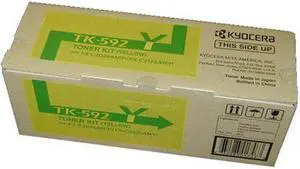 Kyocera 1T02KVAUS0 Model TK-592Y Yellow Toner Kit for C5250DN/C2026MFP/C2126MFP/C2526MFP/C2626MFP/M6026CIDN/M6526CDN/ M6526CIDN, Genuine Kyocera, Up To 5000 Pages