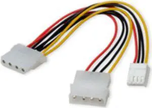 Molex 4-Pin to Molex 4-Pin and Floppy Disk Drive Power Cable