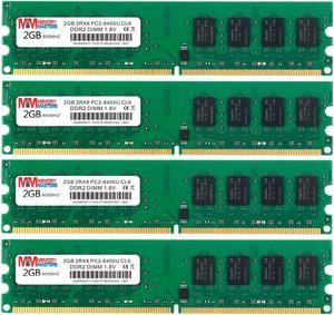MemoryMasters 8GB Kit (4x2GB) DDR2 800MHz PC2-6400 PC2-6400U Non ECC Unbuffered 1.8V CL6 2RX8 Dual Rank 240 Pin UDIMM Desktop Memory Ram Module