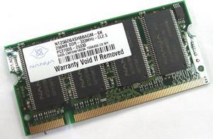 Nanya for Compaq 256MB PC2700 333Mhz DDR CL2.5 SODIMM Memory Module for ZD NX NC NW V Series Notebooks - NT256D64SH8BAGM-6K