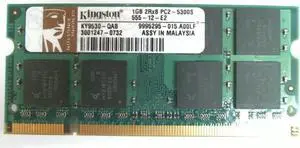KINGSTON KY9530-QAB 1GB NOTEBOOK SODIMM DDR2 PC5300(667) UNBUF 1.8v 2RX8 200P 128MX64 64mX8 CL5 8k