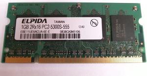 ELPIDA EBE11UE6ACUA-6E-E 1GB NOTEBOOK SODIMM DDR2 PC5300(667) UNBUF 1.8v 2RX16 200P 128MX64 64mX16 C