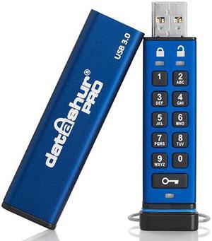 iStorage datAshur PRO 64GB Secure flash drive - FIPS 140-2 Level 3 Certified - Password protected, dust and water resistant, portable, military grade hardware encryption. USB 3.0 IS-FL-DA3-256-64