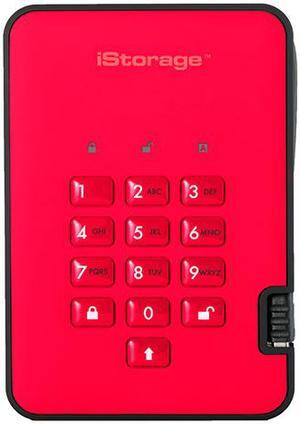 iStorage diskAshur2 SSD 8TB Red - Secure portable solid state drive - Password protected, dust and water resistant, portable, military grade hardware encryption USB 3.2 IS-DA2-256-SSD-8000-R