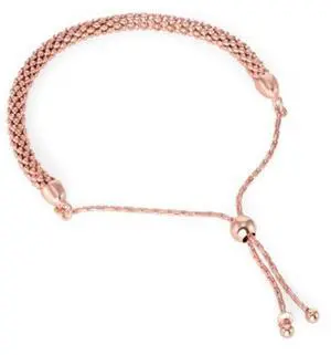 Italian 9.25 Sterling Silver Popcorn Extendable Bracelet, 6.9  RoseGold Plated