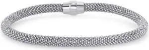 925 Sterling Silver 5 mm Round mesh bracelet Rhodium Plated magnet closure BRMESH025MM-R