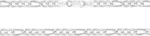 Solid 925 Sterling Silver Italian 5.5mm Flat 20 Figaro Link Chain Necklace for Women Men Made in Italy FIG150-20