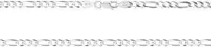 Solid 925 Sterling Silver Italian 3.9mm Flat 20 Figaro Link Chain Necklace for Women Men Made in Italy FIG100-20