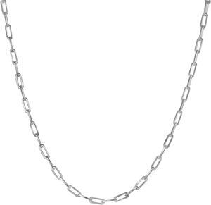 Solid 925 Sterling Silver Paperclip Necklace Paper Clip Chain Italy 6mm Wide, 18 Inch Long