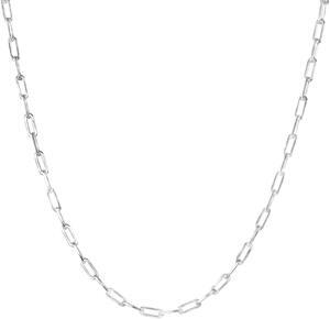 Solid 925 Sterling Silver Paperclip Necklace Paper Clip Chain Italy 3mm Wide, 18 inch Unisex, All ages Adult, Teen, Senior
