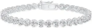 Solid 925 Sterling Silver 7.25 Inch Tennis Bracelet Zirconia Rhodium Plated for Women GH2340-7.25