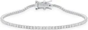 Solid 925 Sterling Silver 7 Inch Tennis Bracelet 2mm Cubic Zirconia Rhodium Plated for Women BB4860-7