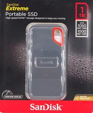 SanDisk Extreme Portable 1TB External USB-C NVMe SSD : SDSSDE61-1T00-AT - Black
