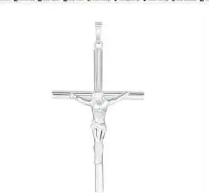 925 Sterling Silver Tube Lord Jesus Christ Crucifix Necklace Pendant  with Rolo Chain, Italy, All Ages, Unisex