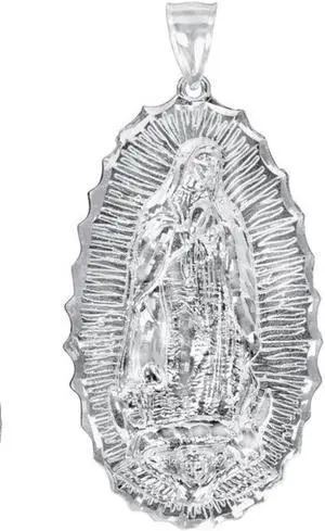925 Sterling Silver Our Lady of Guadalupe Virgin Mary Medallion Pendant Necklace, Italy, Unisex, All ages