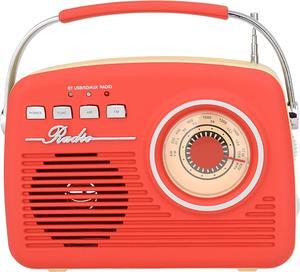 Supersonic SC-1201BT Retro Portable Bluetooth Speaker with Vintage Vibes, AM/FM Radio Red