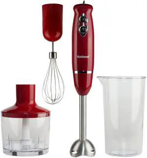 National 4-in-1 Multi-Purpose Immersion Hand Blender, Mash, Chop and Whisk NA-3104HB Red