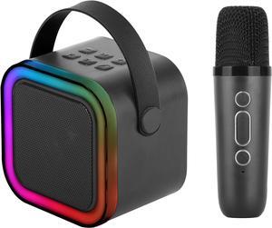 IQ Sound Mini Karaoke Bluetooth Speaker Wireless Microphone, RGB Lights, Voice Effects IQ-708K Black