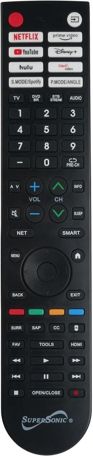 Supersonic SC-326 Universal Remote Control for Smart TV with HotKeys for Streaming, Controls 4 Devices
