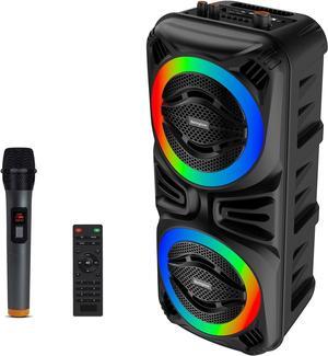 Berlingtone Portable Bluetooth Speaker with Karaoke Function with VHF Wireless Microphones, DJ Lights, Remote Control BR