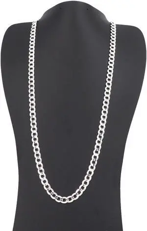 Solid 925 Sterling Silver Italian 7.2mm Flat 24 Curb Chain Necklace for Men Women CURB180-24