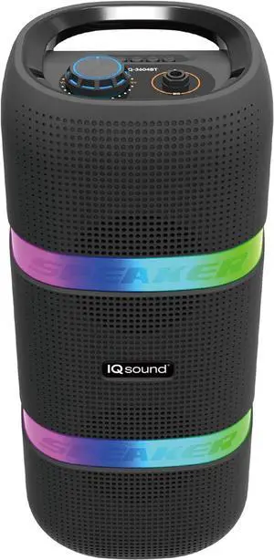 IQ Sound IQ-3604BT 2 x 4-inch Portable Bluetooth Speaker, with TWS for Double Audio, LED Light Show, USB/Micro SD/AUX, B