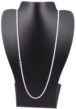Solid 925 Sterling Silver 26" Diamond Cut Rope Chain Necklace  2.8MM, Made in Italy, for Women & Men