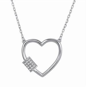 0.925 Sterling Silver Clear Cubic Zirconia Heart Pendant Necklace Hypoallergenic, Anti-Tarnish, Made in Italy  Perfect