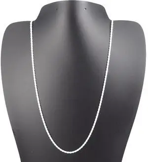 Solid 925 Sterling Silver 26" Diamond Cut Rope Chain Necklace  2MM, Made in Italy, for Women & Men
