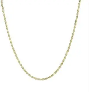 Solid 925 Sterling Silver 14K Gold Plated 22" 2.8MM Diamond Cut Rope Chain Italy for Men & Women MST