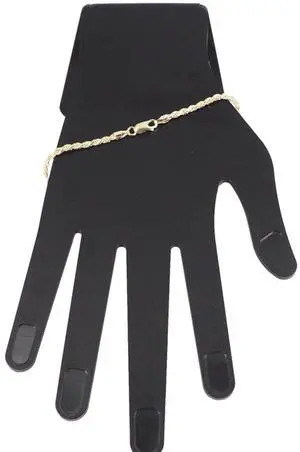 Solid 925 Sterling Silver 14K Gold Plated 7.5" 2.8MM Rope Bracelet Italy Unisex Men Women Stamped 0.925 MST
