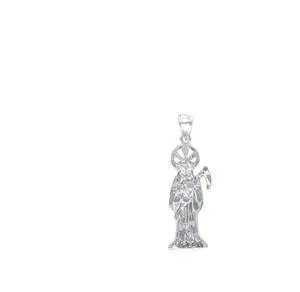 925 Sterling Silver Santa Muerte Pendant Necklace, Unisex, perfect for all Ages, Small, MST, Made in Italy