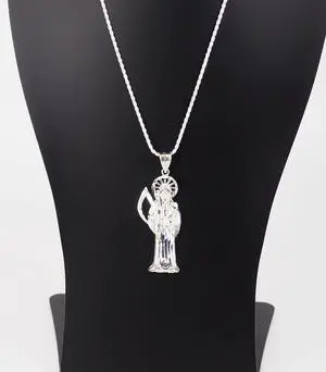 925 Sterling Silver Saint Jude (San Judas) Diamond Cut Charm Pendant Necklace, Large, Unisex, All Ages, Italy, MST