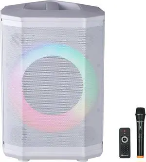 Supersonic IQ Sound IQ-6708DJBT 8 Portable Bluetooth Speaker, TWS, LED Light Show, FM Radio, Mic & Remote, White
