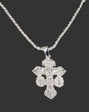 MST 925 Sterling Silver Pardon Crucifix Cross Pendant Necklace Unisex, All Ages, Small,  Hypoallergenic