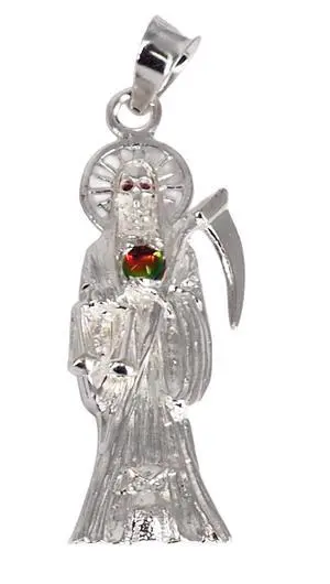 MST 925 Sterling Silver San Muerte Cubic Zirconia Ball Pendant Necklace, Unisex, All Ages, Italy