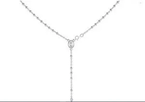 925 Sterling Silver Italian 3mm Rosary Beads Chain with Cross Necklace 20" Rosario