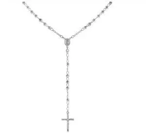 925 Sterling Silver Italian 4mm Rosary Beads Chain with Cross Necklace 26" Rosario 925 Sterling Silver Italian 4mm Rosary Beads Chain with Cross Necklace 26" Rosario