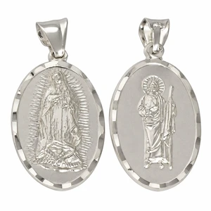MST 925 Sterling Silver Guadalupe & Saint Jude 2-Sided Pendant Necklace Unisex, All Ages MST 925 Sterling Silver Guadalupe & Saint Jude 2-Sided Pendant Necklace Unisex, All Ages