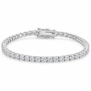 Solid 925 Sterling Silver 7.5 Inch Tennis Bracelet 4mm Clear Cubic Zirconia Rhodium Plated for Women BB2471-7.5 Solid 925 Sterling Silver 7.5 Inch Tennis Bracelet 4mm Clear Cubic Zirconia Rhodium Plated for Women BB2471-7.5