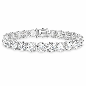 MST Solid 925 Sterling Silver Tennis Bracelet, 8mm Clear Cubic Zirconia, Rhodium Plated, Unisex, 8 inch Made in Italy MST Solid 925 Sterling Silver Tennis Bracelet, 8mm Clear Cubic Zirconia, Rhodium Plated, Unisex, 8 inch Made in Italy