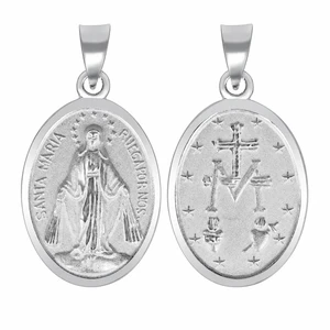 MST 925 Sterling Silver Virgin Mary Miraculous Medal Pendant, Two-Sided Oval, 23 mm, Unisex MST 925 Sterling Silver Virgin Mary Miraculous Medal Pendant, Two-Sided Oval, 23 mm, Unisex