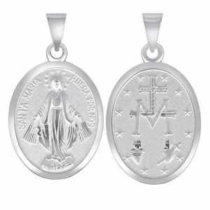 MST 925 Sterling Silver Virgin Mary Miraculous Medal Pendant, Two-Sided Oval, Medium 31 mm, Unisex MST 925 Sterling Silver Virgin Mary Miraculous Medal Pendant, Two-Sided Oval, Medium 31 mm, Unisex